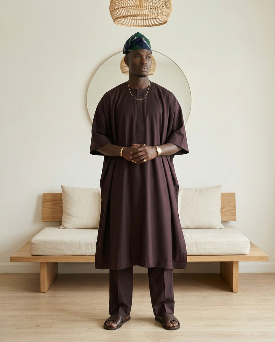 IBERE made-to-measure Dashiki in plum